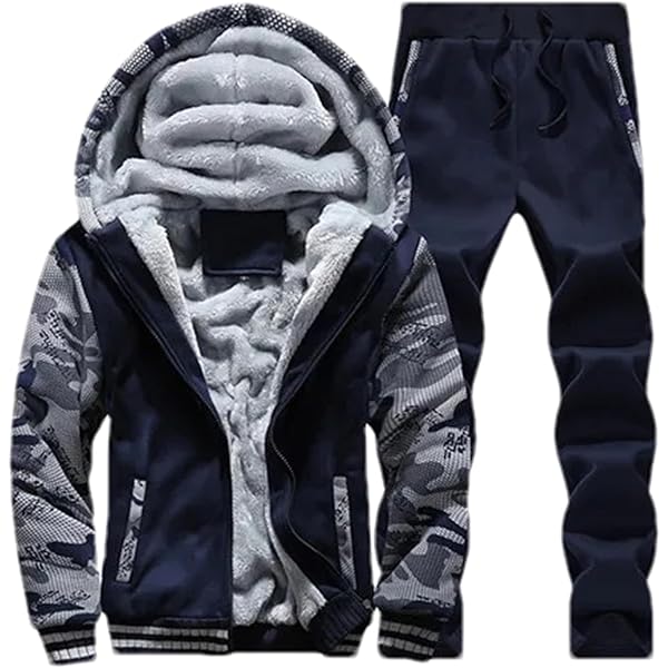 MANTORS Men's 2 Piece Fleece Tracksuit Long Sleeve Thick Running