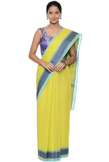 Womens Chettinad Pure Cotton Saree With Blouse Piece (CCOPSC12369_Green)