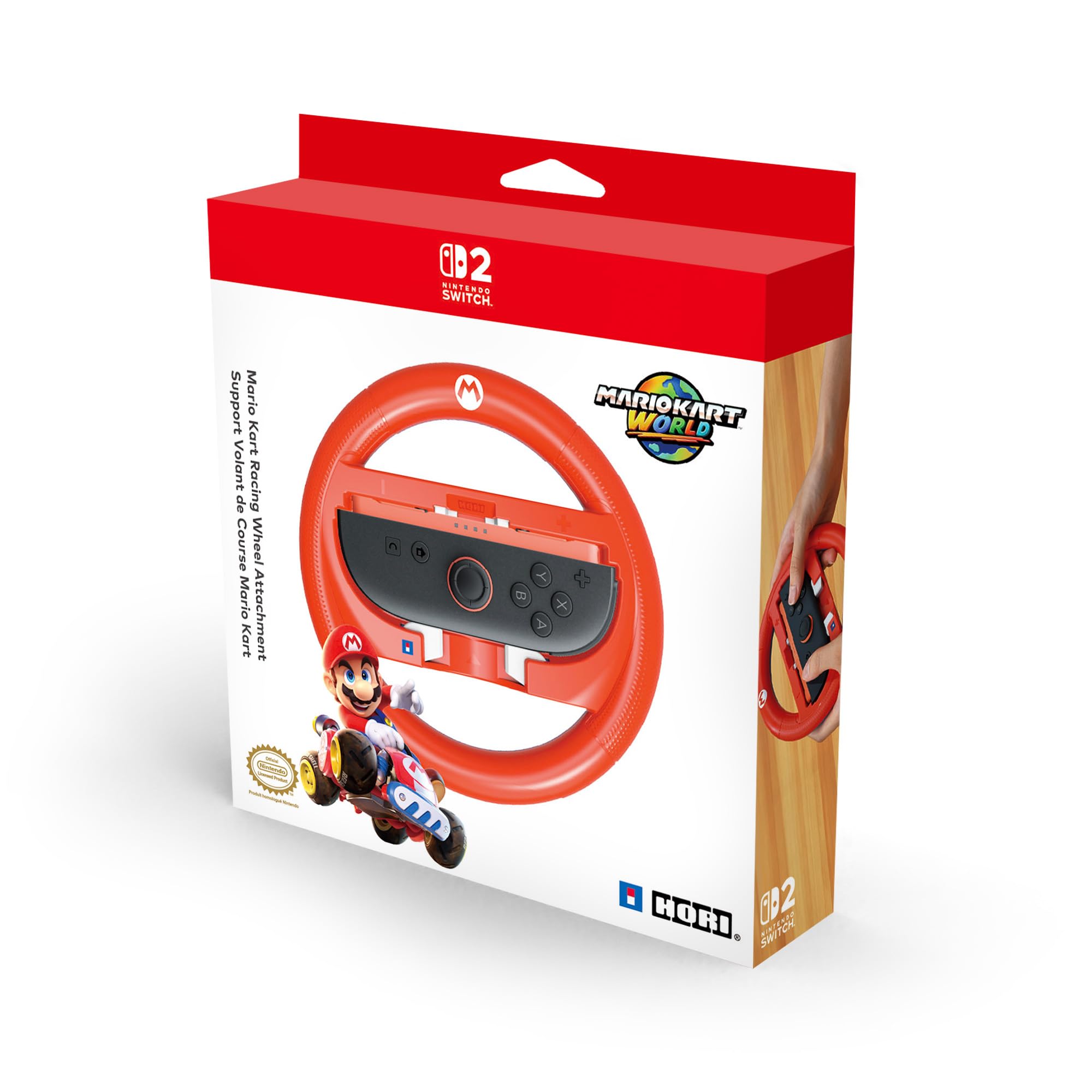 HORI Mario Kart Racing Wheel Attachment for Nintendo Switch 2 (Mario) - Officially Licensed by Nintendo
