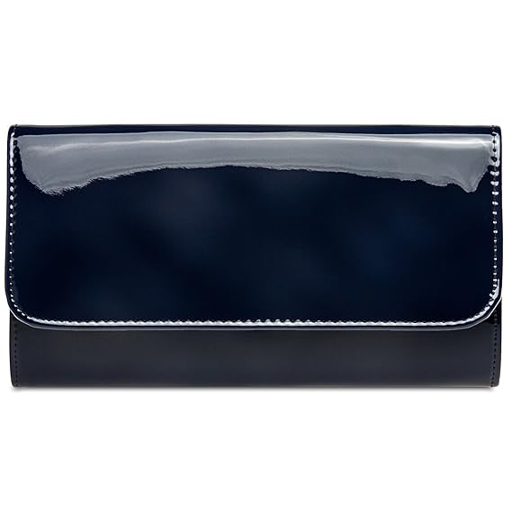 CASPAR TA431 elegante Damen Metallic Lack Clutch Tasche Abendtasche mit langer Kette