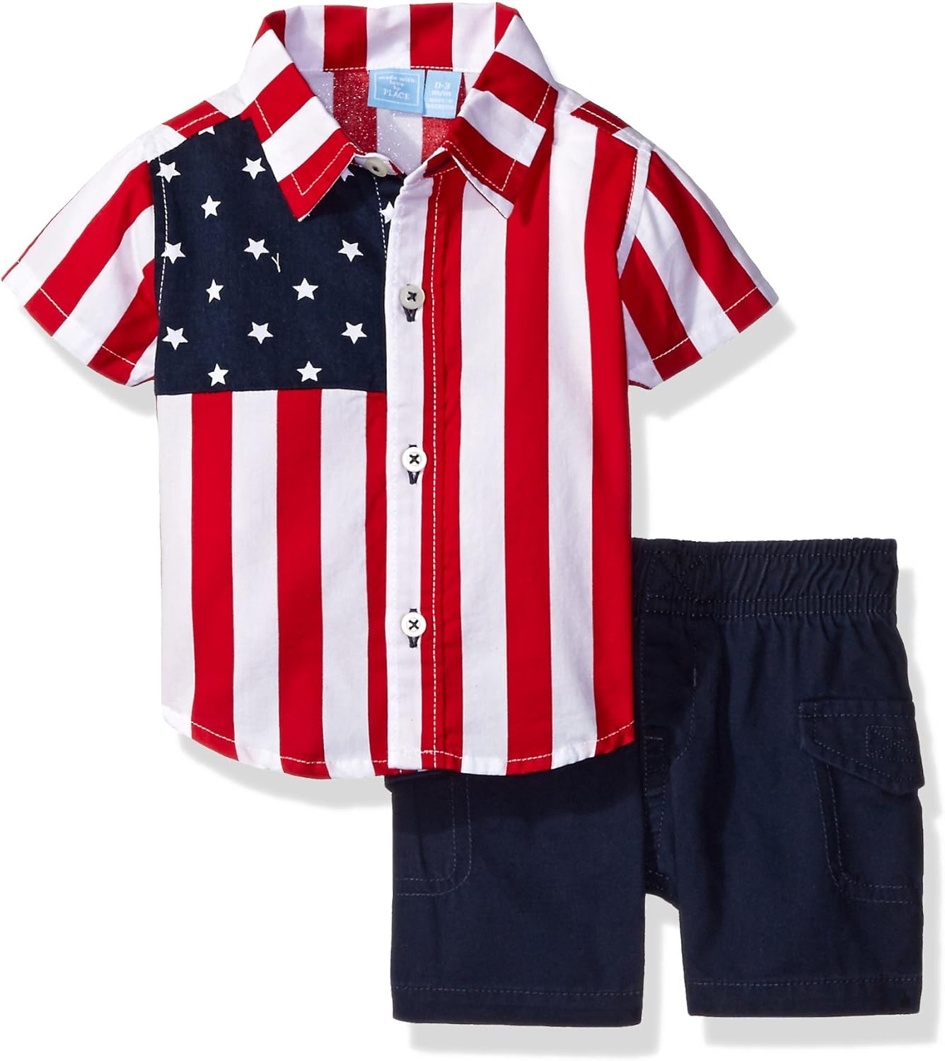 The Children's Place Baby Boys' B USA Flag Set, Classic Red