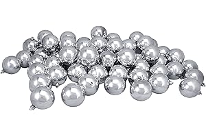 Northlight 60ct Silver Shatterproof Shiny Christmas Ball Ornaments 2.5" (60mm)