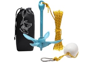 BocBoz Kayak Anchor Boat Anchor for Kayaks, Canoes, SUP Paddle Boards & Jet Skis, Folding Anchor with 40ft Anchor Tow Rope and Carrying Bag