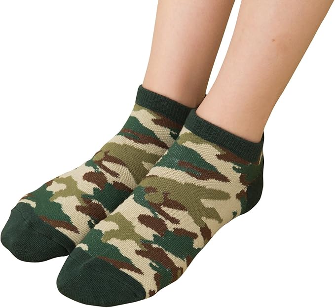 Amazon 迷彩柄 スニーカー丈ソックス オリーブグリーン 白 靴下 レディース 23 25cm 靴下 通販