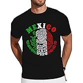 Wlen Mexico Shirts for Men Mexican Flag Shirt Mexico Patriotic Eagle Tee Tops