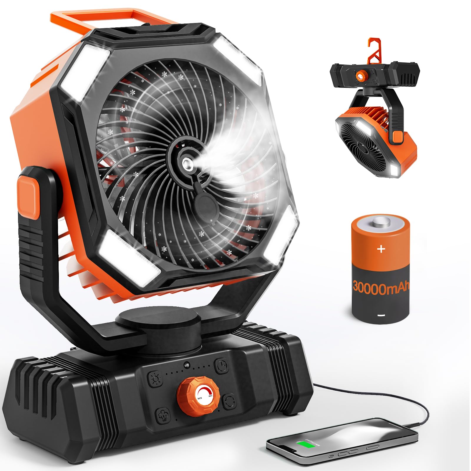 Photo 1 of AIEPOCH Camping Fan Rechargeable - 30000mAh Battery Powered Misting Fan for Outdoor Beach Tent - Portable Battery Operated Tent Air Conditioner for Camping - Glamping Essentials