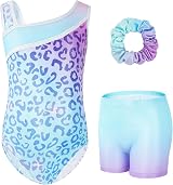 Gogokids Girls Three-Piece Gymnastics Set Leotard Shorts Hairband Sparkle