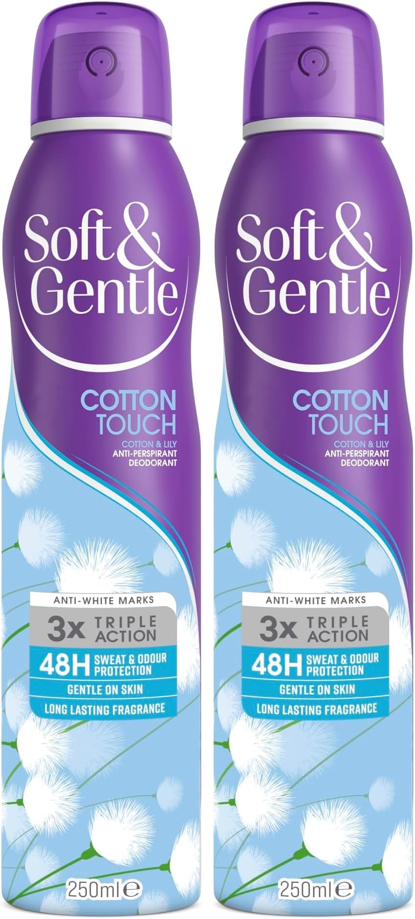 Soft & Gentle Cotton Touch Anti-Perspirant Deodorant Spray 250 ml Pack of 2