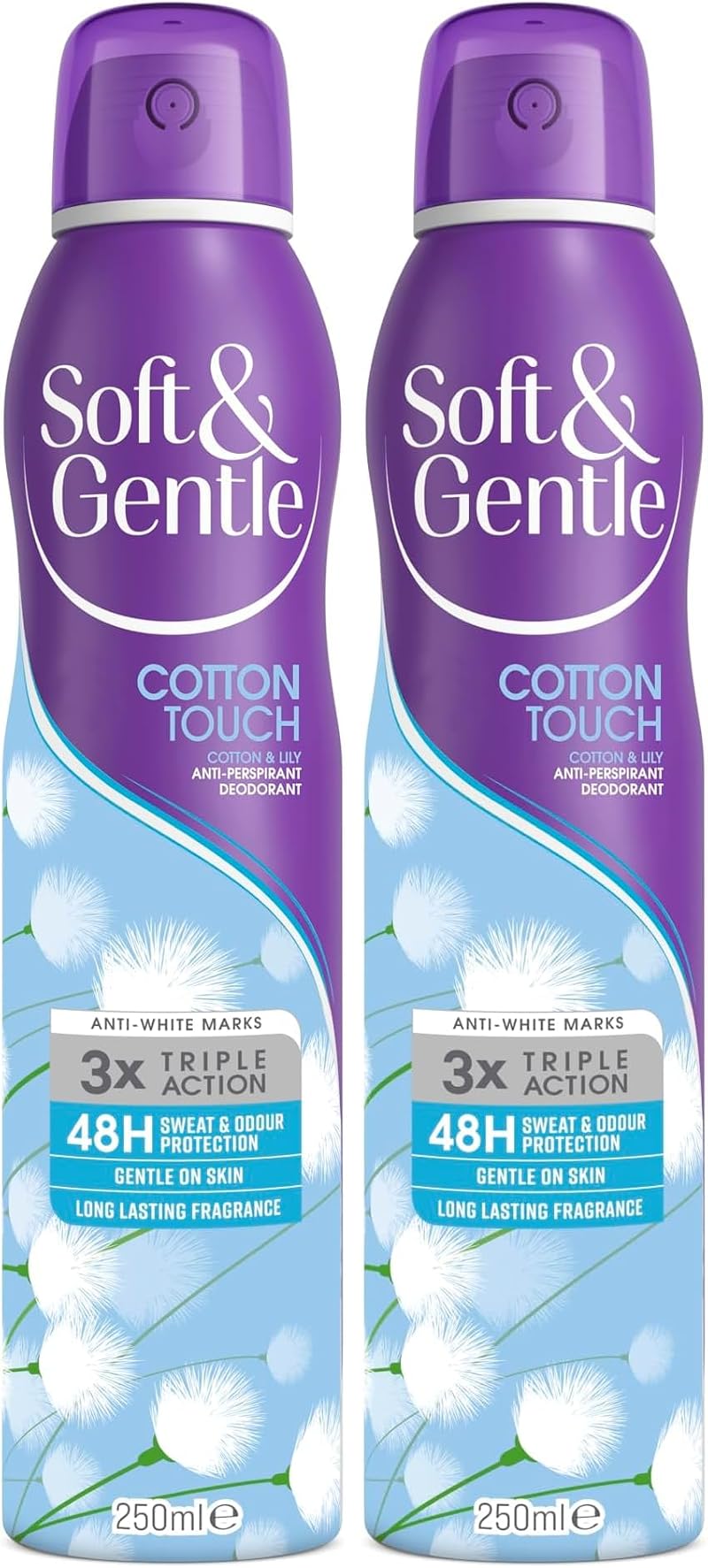 Soft & Gentle Cotton Touch Anti-Perspirant Deodorant Spray 250 ml Pack of 2