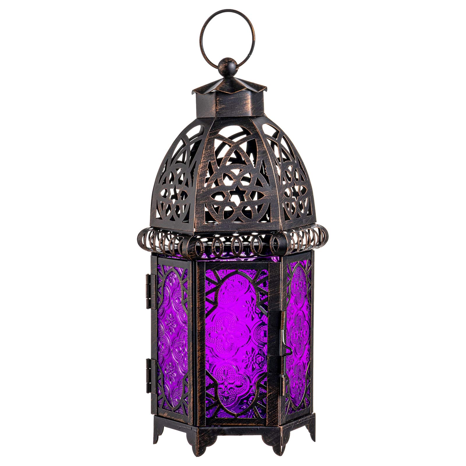 Photo 1 of NEEDOMO Moroccan Candle Lantern, 12.8'' Hanging Lanterns Decorative Indoor Outdoor, Vintage Candle Holder for Chritsmas, Halloween, Table, Patio, Porch, Shelf, Gothic Home Decor (Purple)