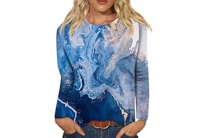 BARNRAE Vintage Tees for Women Women's Fashion Casual Round Neck Long Sleeve Printed T-Shirt Top