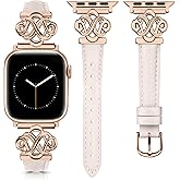 Wearlizer Slim Leather Band Compatible with Apple Watch Bands Women 38/40/41/42/44/45/46/49mm, Fancy Dressy Designer Thin Strap with Celtic Knot for iWatch Series 11 10 9 8 7 6 5 4 3 SE/Ultra 3 2 1