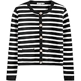 ANRABESS Women Striped Cardigan Sweaters Button Down Cropped Knit Lady Jackets Coat 2025 Fall Outfits Trendy Clothes