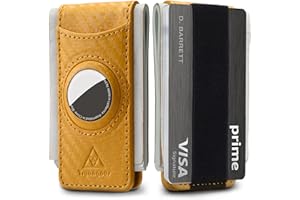 Tryangoos Magnetic Money Clip with airTag Holder,credit card elastic band,Holds to Cash and Cards (Carbon Fiber Yellow)