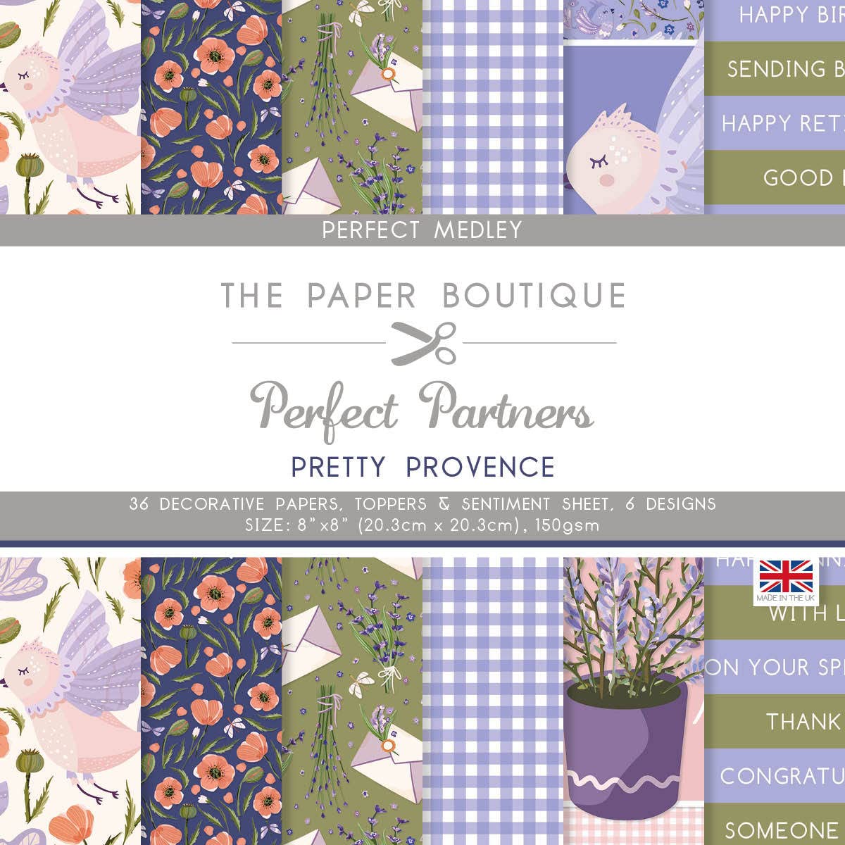 Paper Boutique Perfect Partners-Pretty Provence-Medley, Multicoloured, 8 x 8 inches