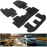 KIWI MASTER Floor Mats for 2020-2026 Toyota Highlander, OEM Replacement PT908-48200-20, Custom Fit All Weather Car Mats, Heavy Duty TPE Floor Liners, 1st & 2nd & 3rd 3 Row, Black