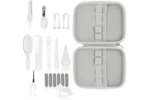 FRERDUI 19 in 1 Baby Grooming Kit,Newborn Nursery Health Care Set Include Hair Brush Comb Finger Toothbrush,Nail Clippers,etc. for Infant Toddlers Boys Girls Kids,Baby Essentials (White)