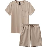 MoFiz Boy's Short Set 2 Piece Crewneck T-Shirt and Short Outfits Summer Casual Sets for Kids