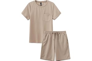 MoFiz Boy's Short Set 2 Piece Crewneck T-Shirt and Short Outfits Summer Casual Sets for Kids