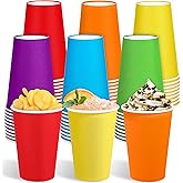 Kochorie 60 Pack 12 Ounce Disposable Rainbow Paper Cups, Colorful Party Cups, Drinking Birthday Cups for Holiday Party Supplies DIY Crafts, 6 Colors