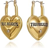 True Religion Heart Lock Hoop Earrings