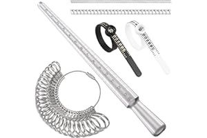 Zcjbddp Ring Sizer Measuring Tool Kit Round Ring Mandrel Stick Finger Sizing Measurement Tool Set, 0-13 Metal US Ring Size Me