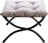 HollyHOME Foldable Foot Stool with Metal Legs Gray Living Room Ottoman