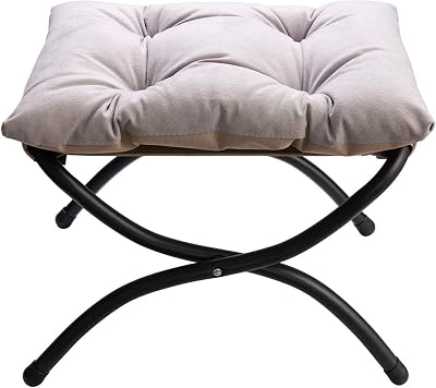 HollyHOME Foldable Foot Stool with Metal Legs Gray Living Room Ottoman