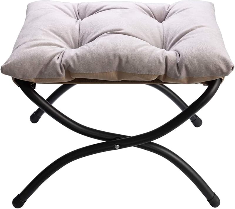 HollyHOME Foldable Foot Stool with Metal Legs Gray Living Room Ottoman