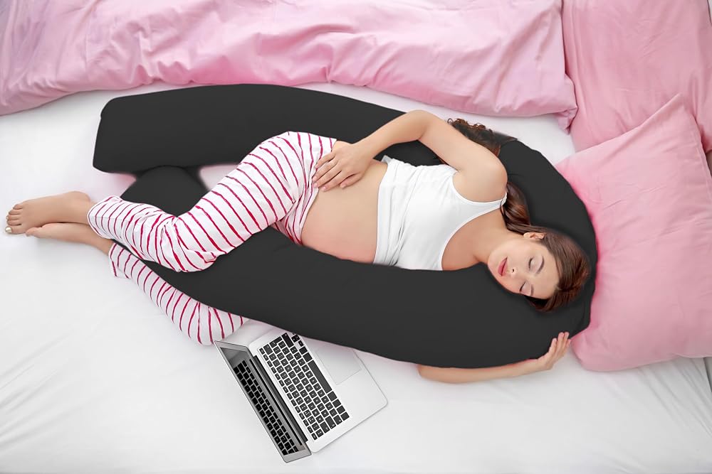 Hometex 9ft U Shaped Comfort Pregnancy Support Pillow with Free Case Black