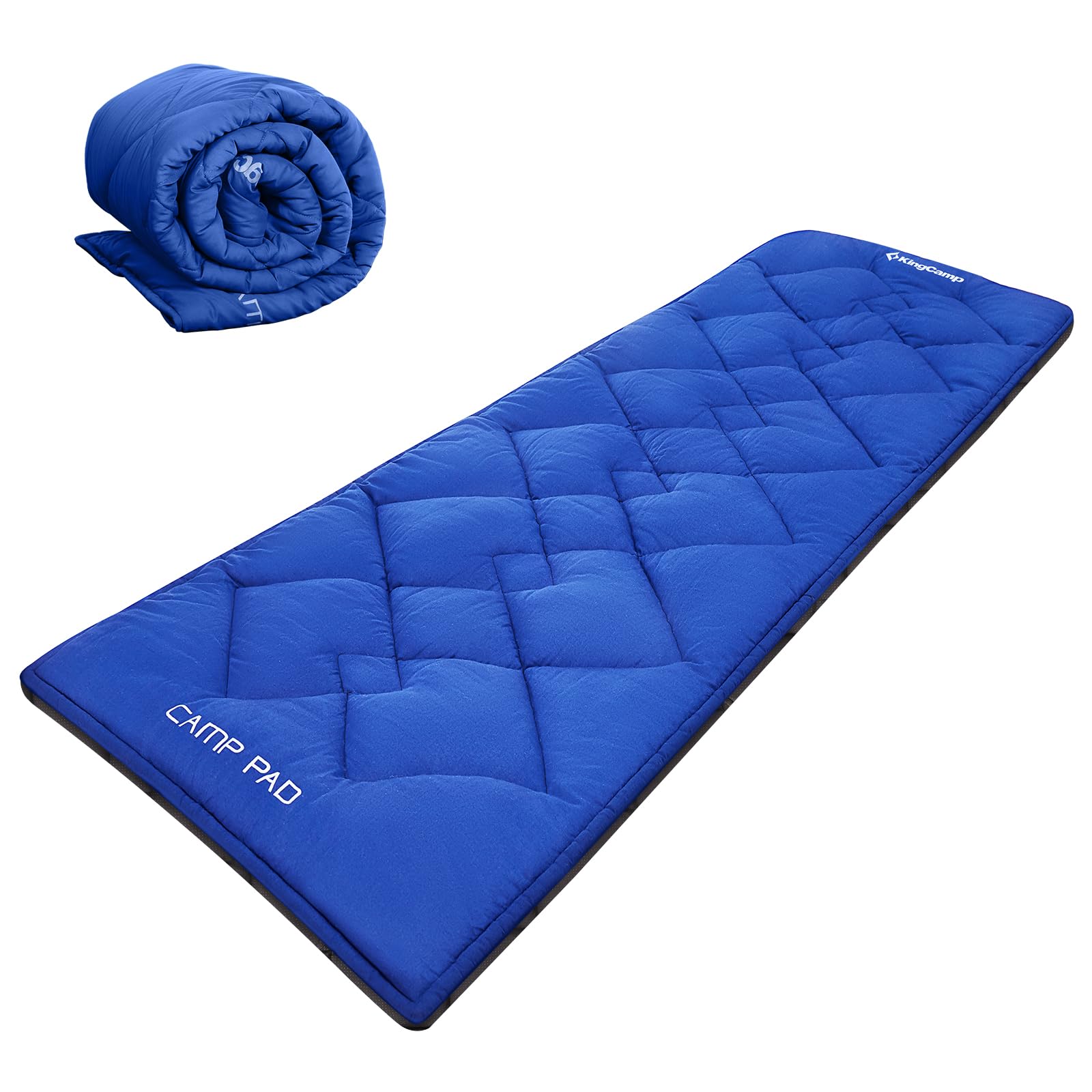 Photo 1 of KingCamp Cot Mattress, Portable Lightweight Camping Sleeping Mat Soft Comfortable Non-Slip Cot Pad for Camp Cot, RV Bunk & Twin Beds (75" x 25" x 1.2", Navy)