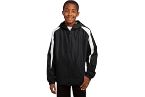 Sport-Tek Youth Fleece-Lined Colorblock Jacket> Black/White YST81