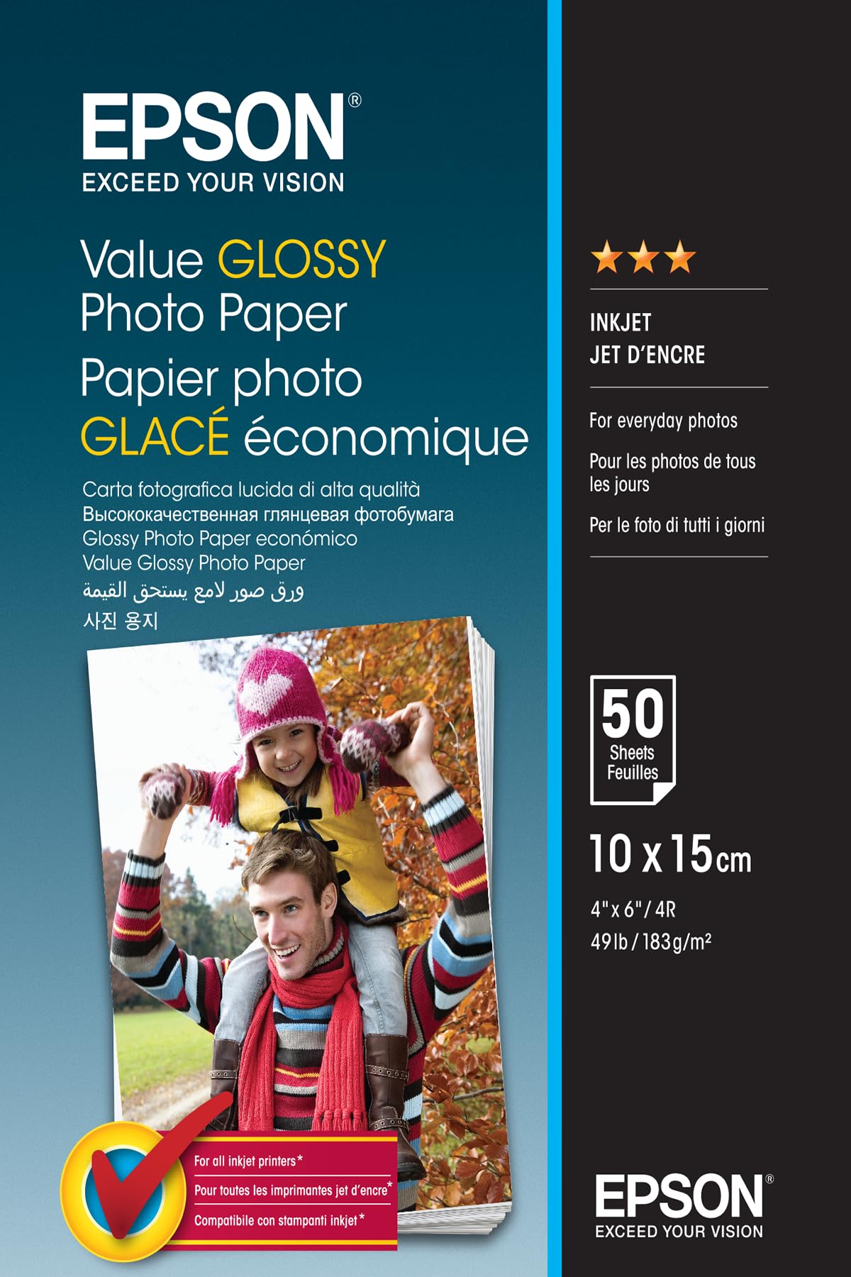 Epson Value | Glossy Photo Paper 10x15cm (6x4 inch) | 50 Sheet | 183gsm - C13S400038