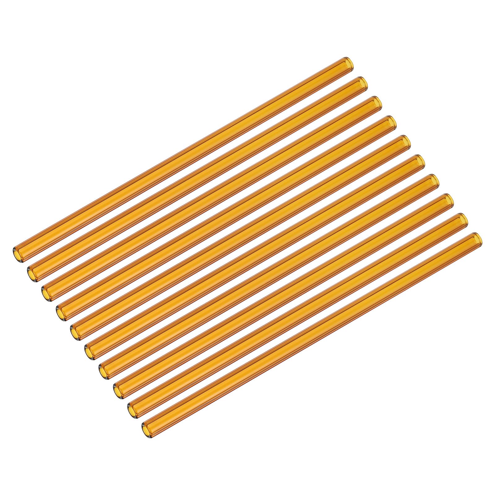 PATIKIL 8 Inch Glass Tubes, 10 Pack Borosilicate Long Glass Pipes Tubing Blowing Tube for Making DIY, Amber