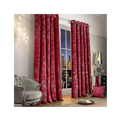 Shawsdirect Luxury Thermal Crushed Velvet Raspberry Ringtop Eyelet