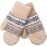 Winter Warm Mittens for Women Men - Soft Faux Cashmere Mittens Elastic Cuff Fashionable Stretchy Knit Gloves Cold Weather