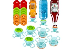 WHITERHINO 6-Pack Bottle Emptying Cap Kit - 3 Sizes, Reusable, Leak-Proof, Upside Down Dispenser for Most Bottles - Easy, Zero Waste, Money Saver
