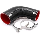 90 Degree Elbow Reducer Coupler Silicone Hose 4-Ply 3inch to 3.5-inch for Turbo/Intercooler/Intake Piping,Length 120mm Thickness 5mm with T-Bolt Clamp