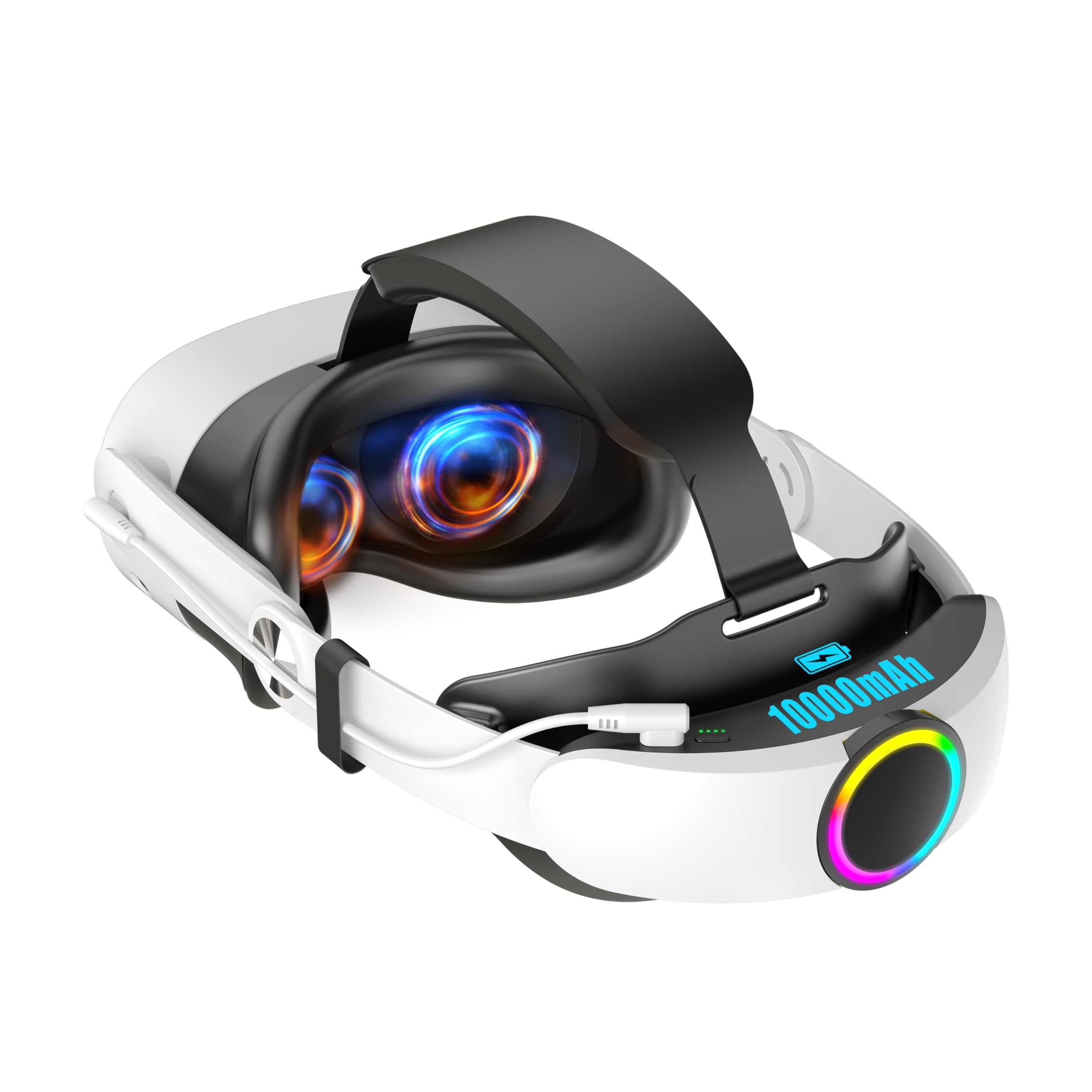 BLUZOVR Battery Head Strap Compatible with Meta Quest 3/Quest 3S,10000mAh Battery Pack, Extend Playtime and Enhanced Comfort,Reduce Facial Stress,Adjustable RGB Lighting