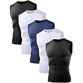 Dalavch 5 Pack Men’s Sleeveless Compression Shirts, Dry Fit Running Sports Workout Athletic Base Layer Tank Tops