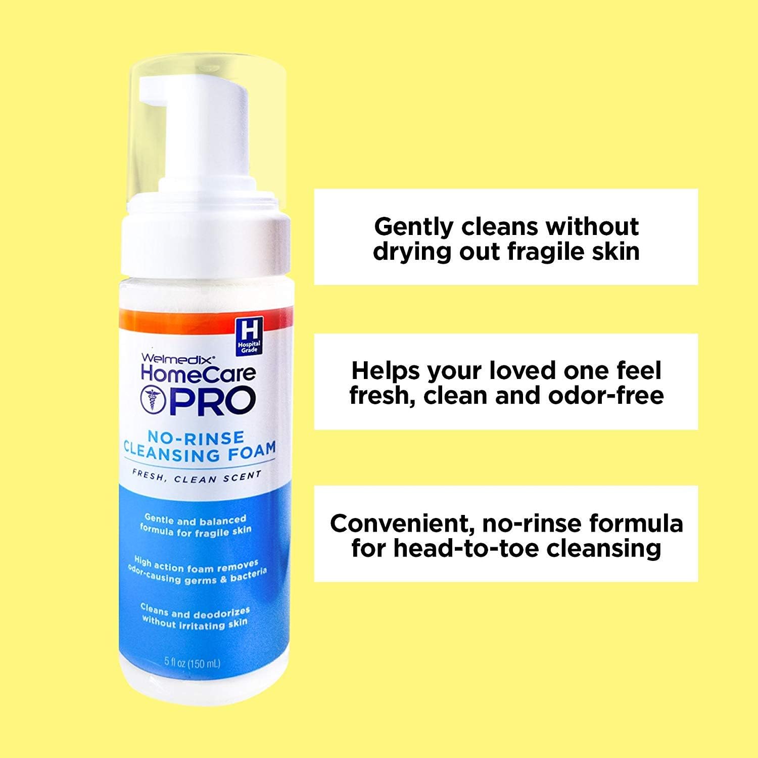 Welmedix No-Rinse Adult Gentle Cleansing Foam – No-Rinse Full Body Personal Cleanser or Incontinence Care/Foam Formula Better for Washing Than Just Wipes/Great for Caregivers and Loved Ones (3-Pack): Health & Personal Care