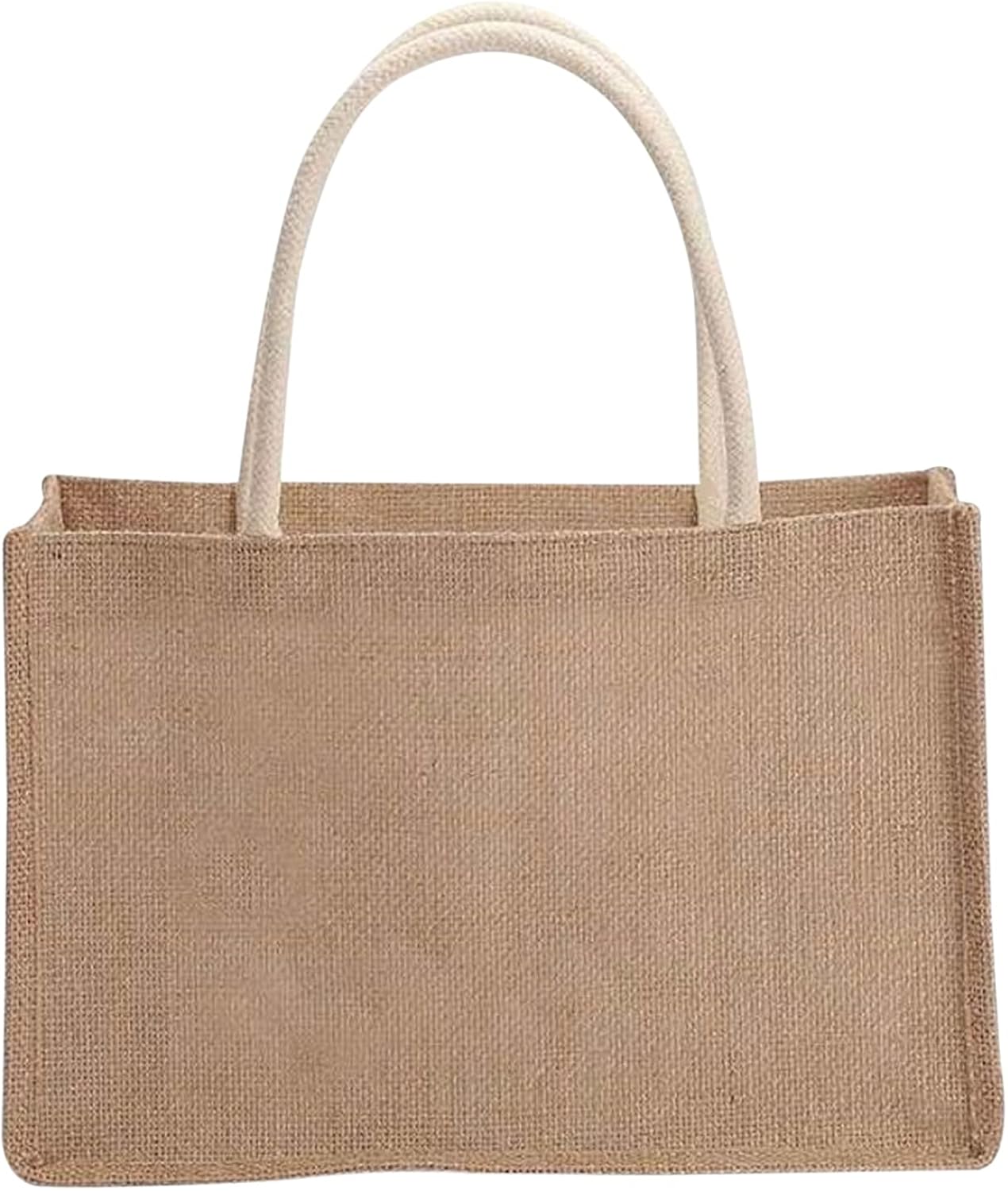 Domybest Jute Shopping Bag with Handle Vintage Reusable Jute Tote Bag