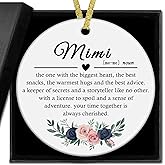 nvucamd Mimi Definition Gifts Christmas Ceramic Ornaments Decor, Mothers Day Birthday Ornaments Gifts for Grandma Women from Grandkids, Mimi Haning Ornament Decorations for Christmas Tree