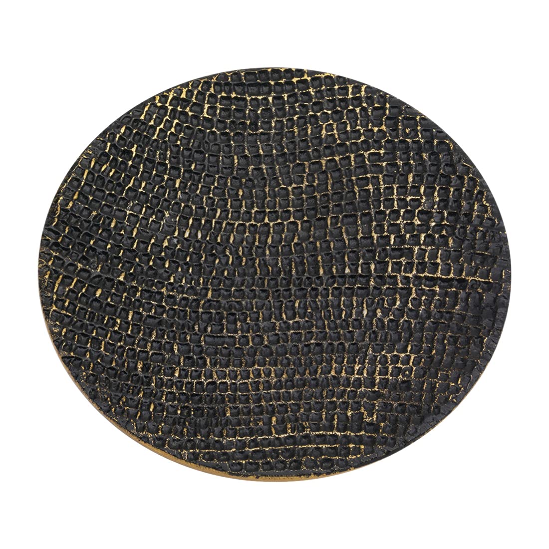 NKlaus candle plate aluminium black - gold Ø 14cm coaster candle holder saucer 10357