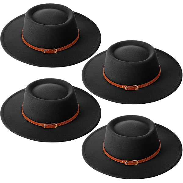 Amazon.com: Mumufy 4 Pcs Classic Western Cowboy Hat Men Felt  display picture 3