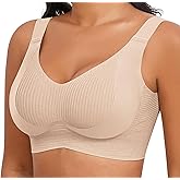 Xcutting Womens Seamless Wireless Supportive Bras Push Up Comfort Soft No Underwire Full Coverage T-Shirt Bra Plus Size