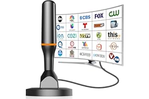 DTB TECH Indoor Tv Antenna for Local Channels, Digital HDTV Antenna for Smart TV & All HDTVs After 2007, 4K HD Antennae with Magnetic Base, No Cable Needed - 360° Reception, 120 Mile Range, 8.2ft Coax Cable