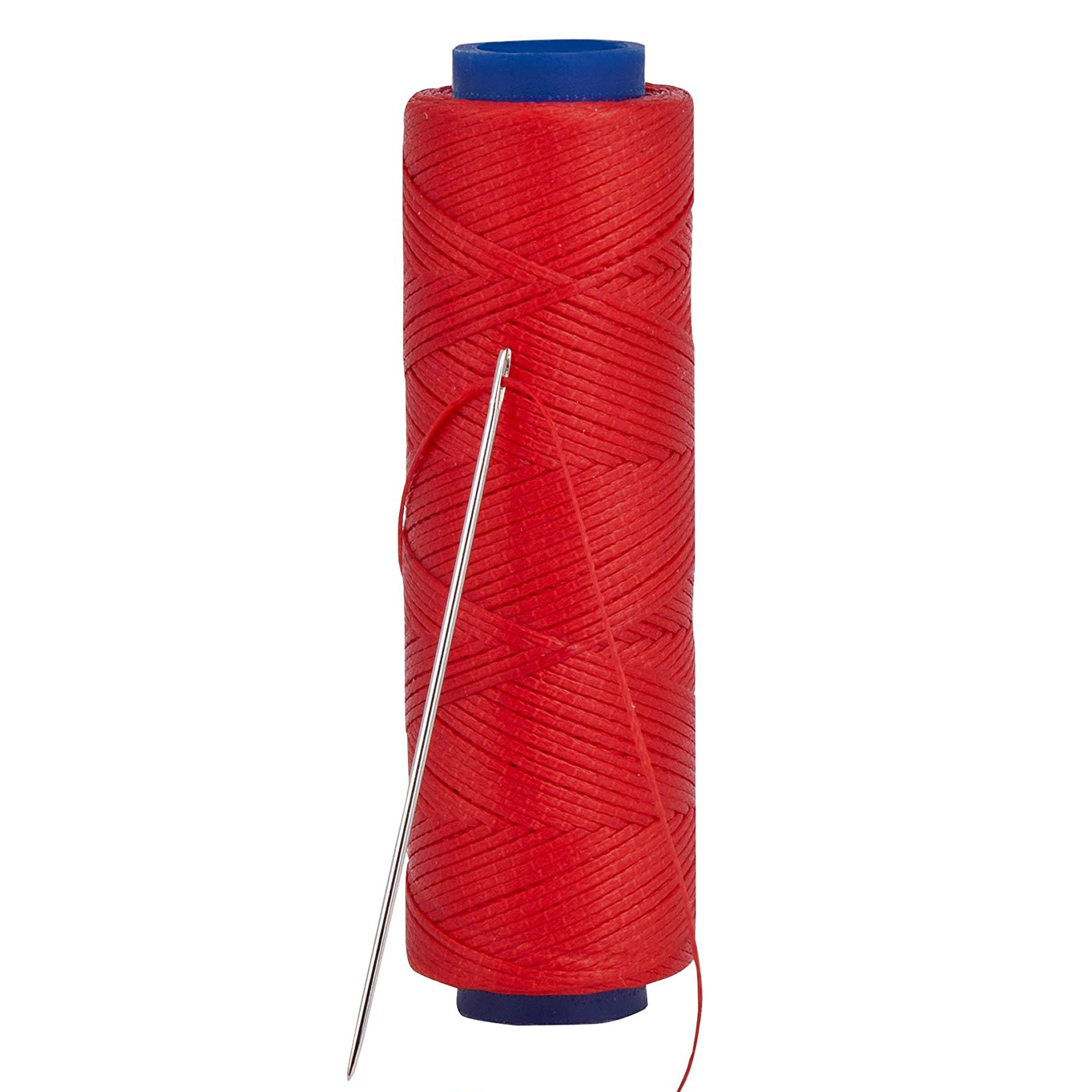Shelver Waxed Thread, Strong Thread for Leather, Upholstery, Shoe, Bag, incl. Needle (Colour: RED)