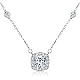 SBLING Platinum Plated Cubic Zirconia/Austrian Crystal Cushion Shape Halo Pendant Necklace/Earrings