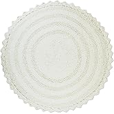 DII Crochet Collection Reversible Bath Mat, Round, 27.5" Diameter, White